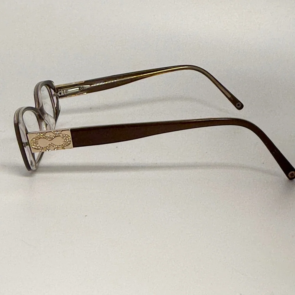 Coach Fionna 201C Brown Tortoise Rectangle Eyeglass Frames Crystal Accents Women
